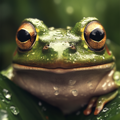 Hyperrealistic frog generated by Midjourney